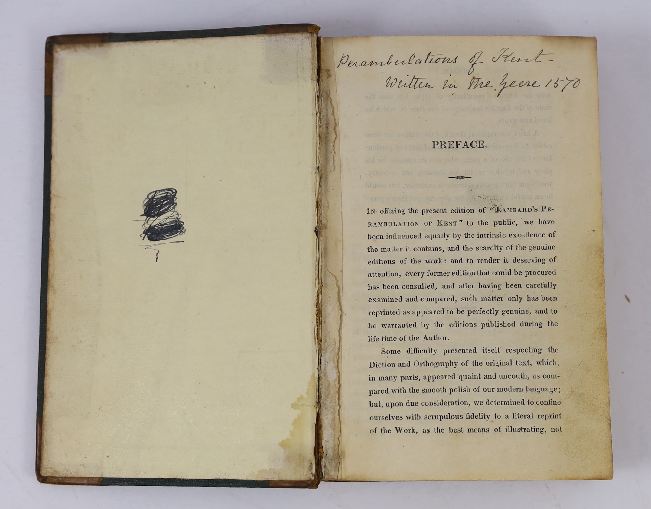 Kilburne, Richard - A Topographie, or Survey of the County of Kent...portrait frontis., headpiece decorations; old panelled calf. 1659; Philpott, Thomas - Villare Cantianum: or Kent Surveyed and Illustrated..... to which